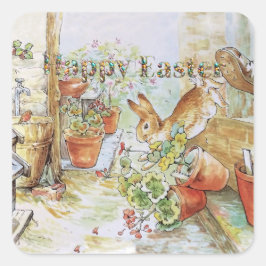 Pegatina Cuadrada Peter el conejo Feliz Pascua