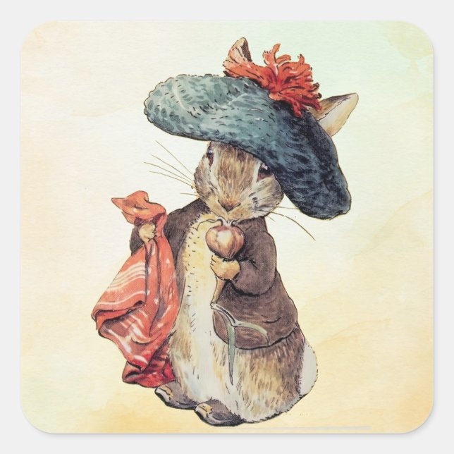 Pegatina Cuadrada Peter Rabbit (Benjamin) (Anverso)