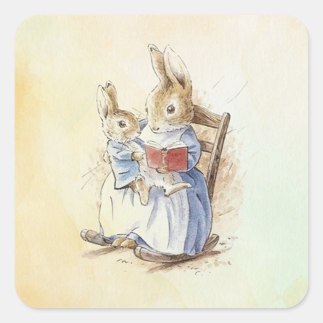 Pegatina Cuadrada Peter Rabbit (libro) (Anverso)
