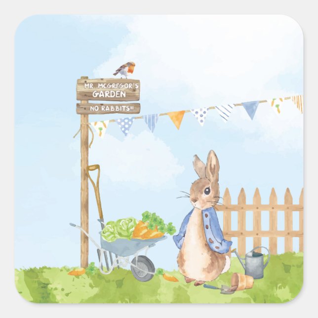 Pegatina Cuadrada Peter the Rabbit (Anverso)