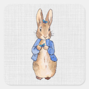 Pegatina Cuadrada Peter the Rabbit Butterflies Textura de lino gris