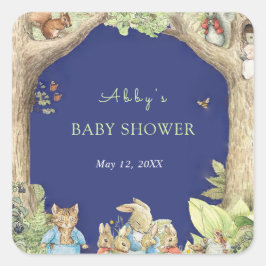 Pegatina Cuadrada Peter the Rabbit Forest Friends Baby Shower