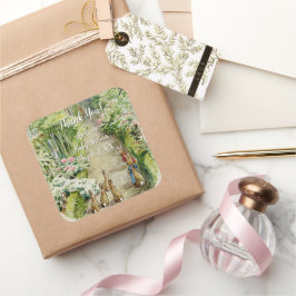 Pegatina Cuadrada Peter the Rabbit Garden Baby Shower