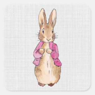 Pegatina Cuadrada Peter the Rabbit Pink Jacket Gray Linen
