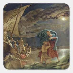 Pegatina Cuadrada Peter Walks on Water, 1806