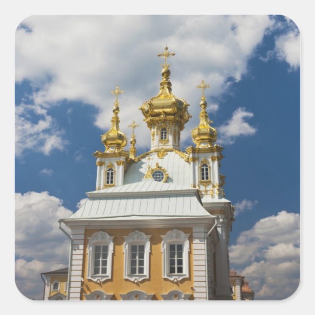 Pegatina Cuadrada Peterhof, Gran Palacio, ala de la capilla (Anverso)