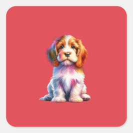 Pegatina Cuadrada Petit Basset Griffon Vendeen Dog