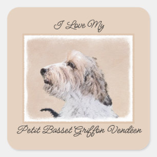 Pegatina Cuadrada Petit Basset Griffon Vendéen Pintura - Plaza de Ar