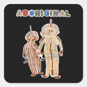 Pegatina Cuadrada petroglifo de arte aborigen