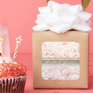 Pegatina Cuadrada Petunia Rosa En Elegantes Pegatinas De Gradiente B