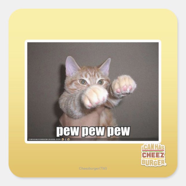 Pegatina Cuadrada Pew pew pew (Anverso)