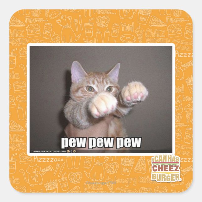 Pegatina Cuadrada Pew pew pew (Anverso)