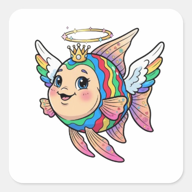 PEGATINA CUADRADA PEZ ÁNGEL (Anverso)