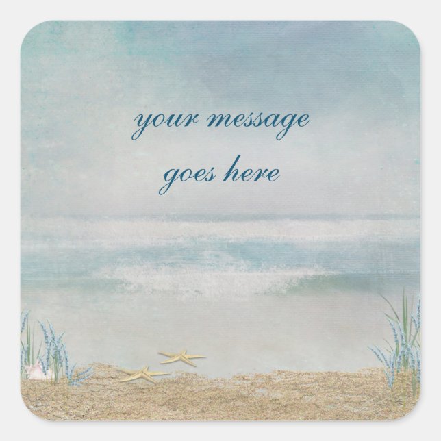 Pegatina Cuadrada pez estrella a orillas del mar (Anverso)