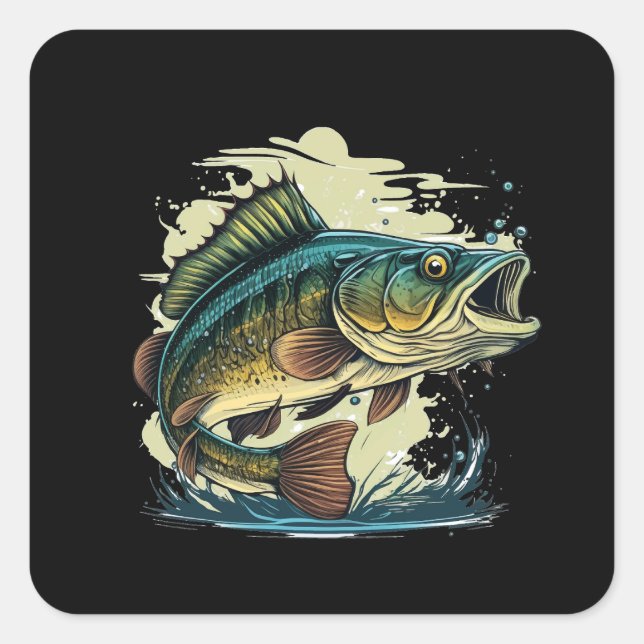 Pegatina Cuadrada pez gordo-vectorial-personalizado-camiseta-gran-pe (Anverso)