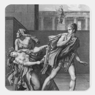Pegatina Cuadrada Phaedra, Oenone e Hippolytus
