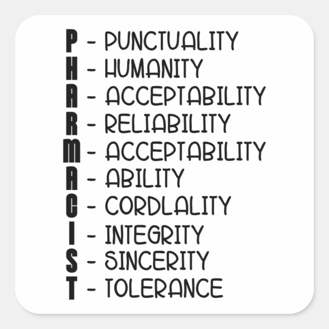 Pegatina Cuadrada Pharmacy Quote Medicine Technician Pharmacist Tech (Anverso)