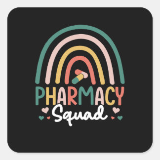 Pegatina Cuadrada Pharmacy Squad Rainbow