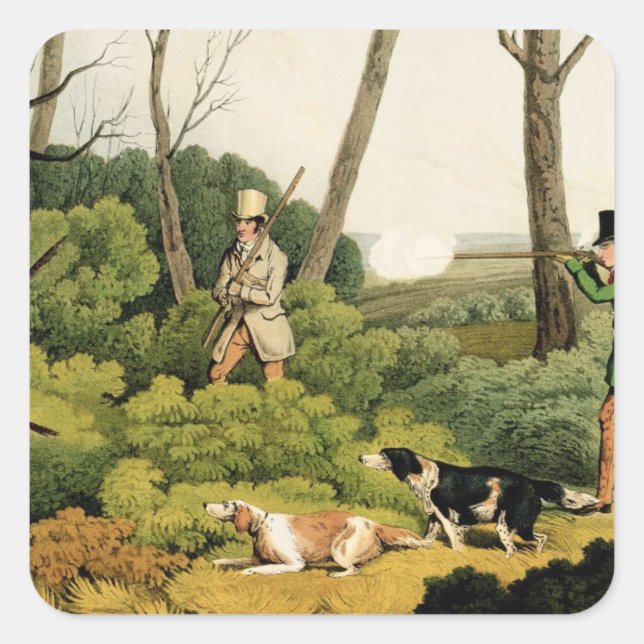 Pegatina Cuadrada 'Pheasant Shooting', pub. por Thomas McLean, 1820  (Anverso)