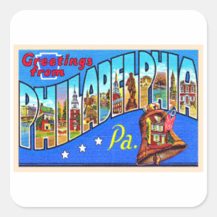 Pegatina Cuadrada Philadelphia Pennsylvania PA Large Letter Postcard