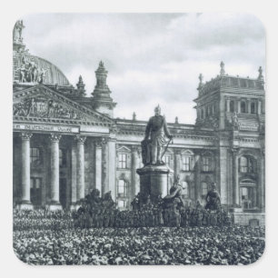 Pegatina Cuadrada Philipp Scheidemann (1865-1939) da una dirección
