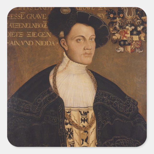 Pegatina Cuadrada Philipp von Hessen (Anverso)