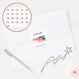 Pegatina Cuadrada Phinally done - Funny PHD Graduation Quote Design