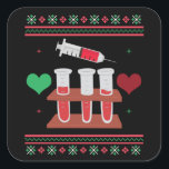 Pegatina Cuadrada Phlebotomist Ugly Christmas Sweater Xmas<br><div class="desc">Phlebotomist Ugly Christmas Sweater makes the perfect christmas gift for a phlebotomist and all who love christmas! Perfect for working in the office and at home during the holidays! Made for santas favorite phlebotomist!</div>