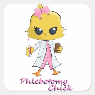 Pegatina Cuadrada Phlebotomy Chick