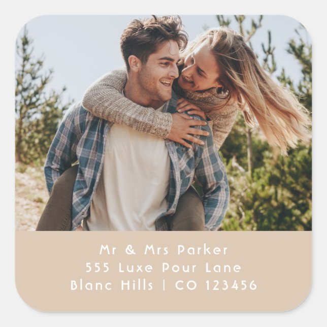 Pegatina Cuadrada Photo Mailing Labels | Return Address Sticker Roll (Anverso)