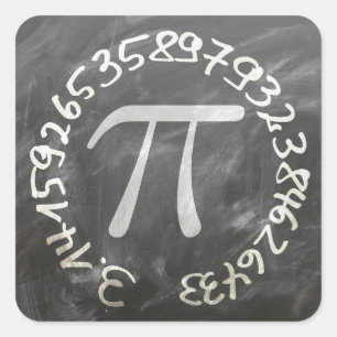 Pegatina Cuadrada Pi Day PiDay Chalkboard Education