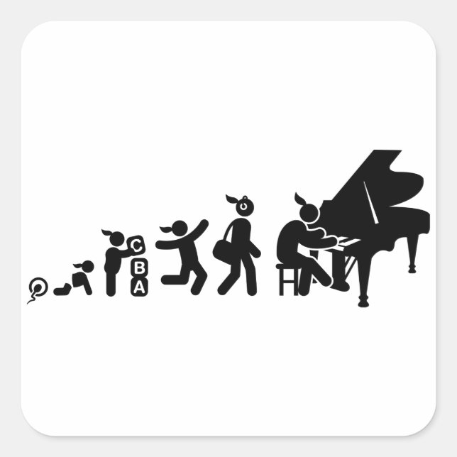 Pegatina Cuadrada Pianista (Anverso)