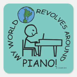 Pegatina Cuadrada Piano - El mundo se revuelve alrededor del Pegatin