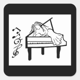 Pegatina Cuadrada Piano Lady