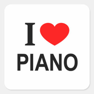 PEGATINA CUADRADA ❤️ PIANO ME ENCANTA PIANO I HEART PIANO