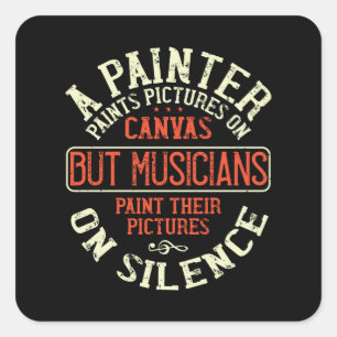 Pegatina Cuadrada Piano - Músicos pintan imágenes