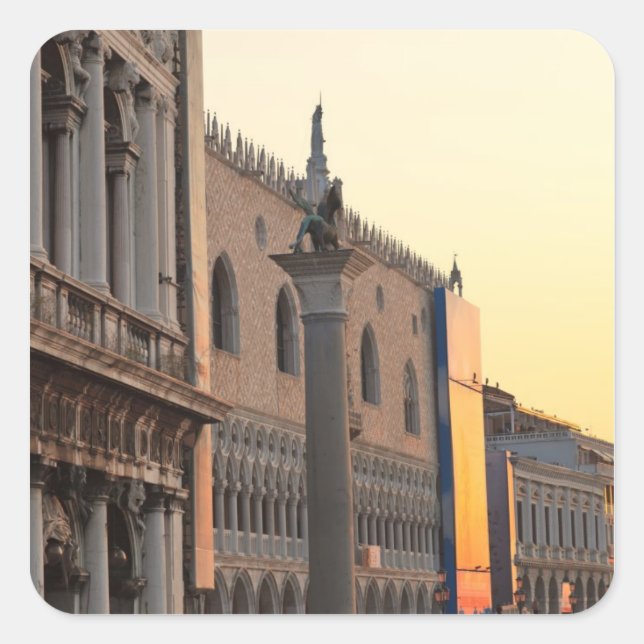 Pegatina Cuadrada Piazza San Marco, Plaza San Marcos, Venecia (Anverso)