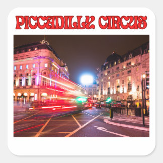 Pegatina Cuadrada Piccadilly Circus Square Sticker White Background