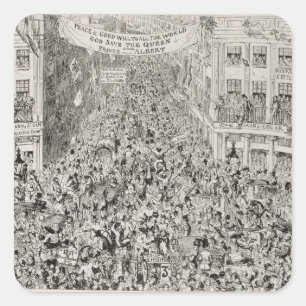 Pegatina Cuadrada Piccadilly durante la gran exposición, 1851