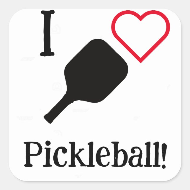 Pegatina Cuadrada ¡❤️ Pickleball! (Anverso)