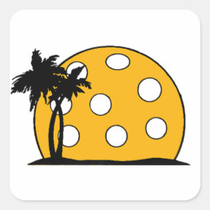 Pegatina Cuadrada Pickleball Beach Sunset