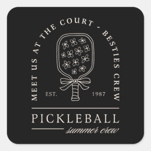 Pegatina Cuadrada Pickleball chicas de verano escudo de amigos de la