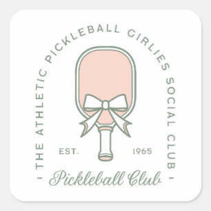 Pegatina Cuadrada Pickleball club niñitas estética preppy