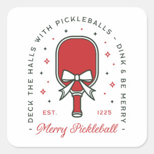 Pegatina Cuadrada Pickleball feliz Navidad divertidos chistes