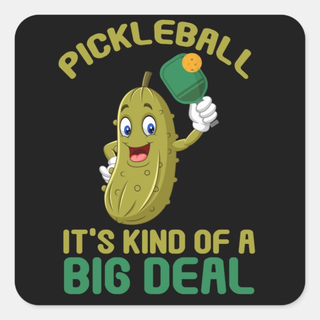 Pegatina Cuadrada Pickleball Kid Big Deal Pickle Sport (Anverso)