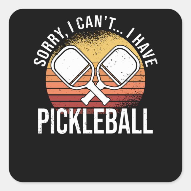 Pegatina Cuadrada Pickleball Pickball Player No Time Retro (Anverso)