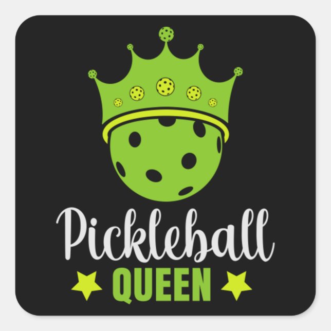 Pegatina Cuadrada Pickleball Queen Funny Pickle Ball Queen  (Anverso)
