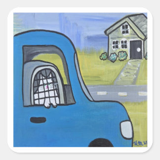 Pegatina Cuadrada Pickles in the Car