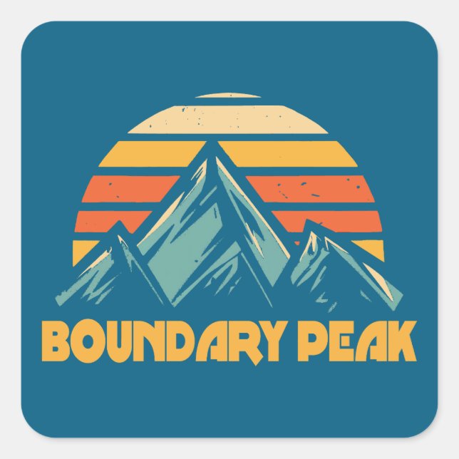 Pegatina Cuadrada Pico Boundary Nevada Retro Turquesa (Anverso)