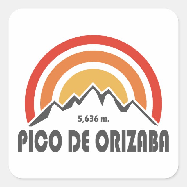 Pegatina Cuadrada Pico de Orizaba México (Anverso)